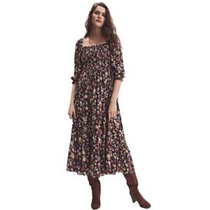 Ann Taylor Floral Maxi Dress - Black and Pink